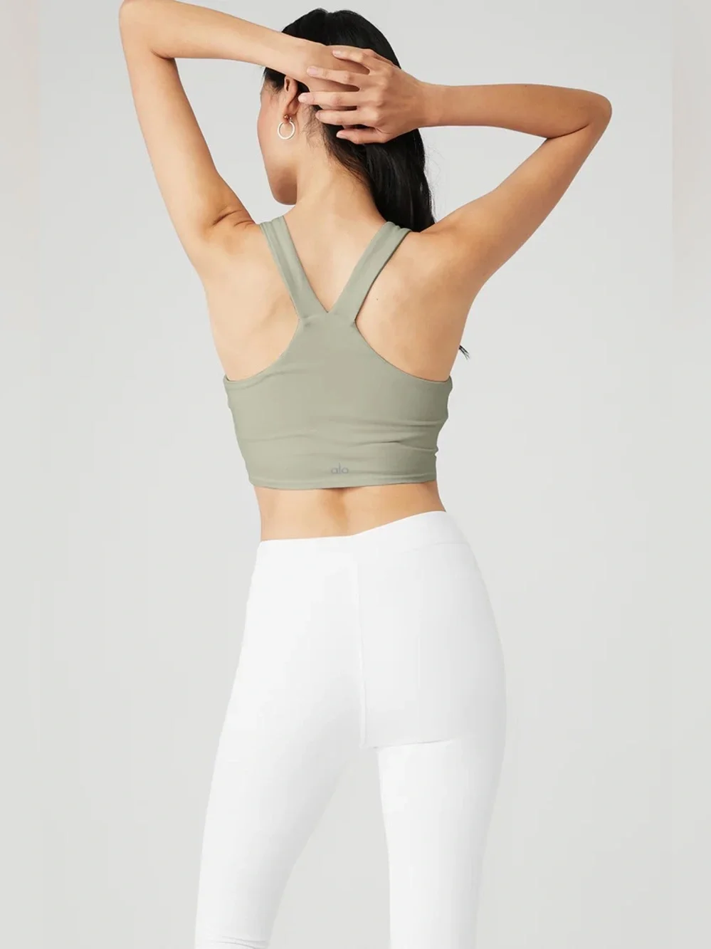 Alo Yoga Real Bra Tank - Limestone (Muted Sage Green) - Size Small
